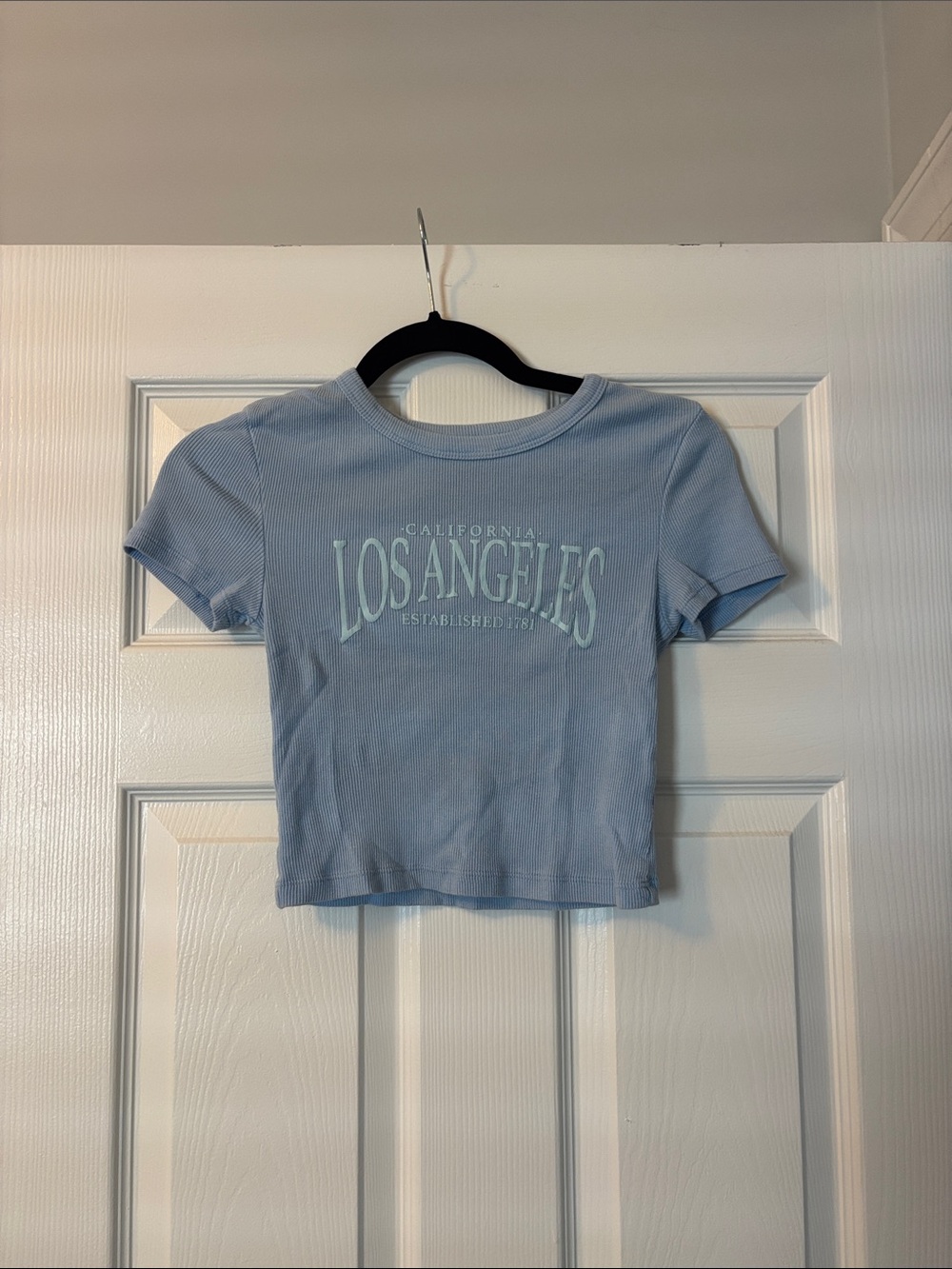 Los Angeles Graphic Crop Tee - Light Blue